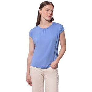 Street One Studio Basic damesshirt met plooien, Sunset Blue, 42