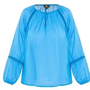 DreiMaster Klassik Dames katoenen blouse, blauw, S, blauw, S