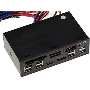 KALEA-INFORMATIQUE Voorpaneel voor 5,25 bay met meerdere poorten: CF SD MicroSD MMC USB2 USB3 eSATA SATA Audio 12V 5V