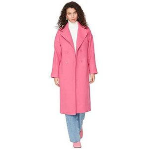 Trendyol Damesmantel met rechte lange mouwen, plussize, fuchsia, 36 grote maten