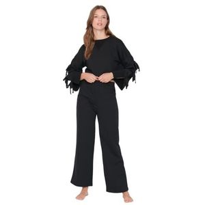 TRENDYOL Pajama Set - Zwart - Plain, Schwarz, XL