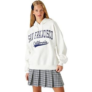 Koton Oversize College Sweatshirt met opschrift borduurwerk sweatshirt, ecru (010), S voor dames, ecru (010), S