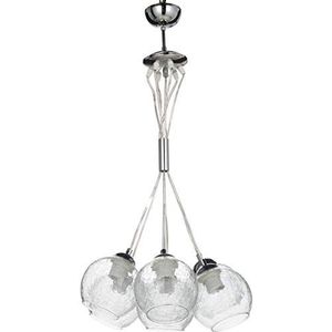 Homemania 62686 Moderne hanglamp, 7 lampen, plafondlamp, metaal, glas, chroom/transparant, 50 x 50 x 90 cm, 7 x E27, 60 W