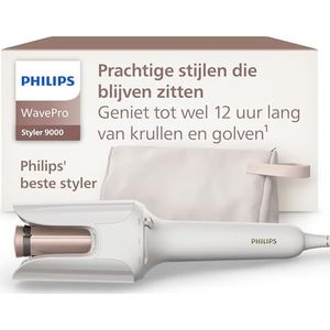 Philips - WavePro Styler 9000 - Silk White - Verstelbare Krultang - Model BHB968/10