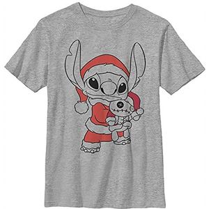 Disney Lilo & Stitch Stitch Holiday Fill Boy's Crew Tee, Athletic Heather, X-Small, Athletic Heather, XS