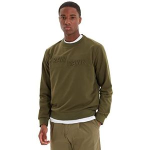 Trendyol Man Regular fit Basic Crew neck gebreid sweatshirt, kaki, L, Kaki, L