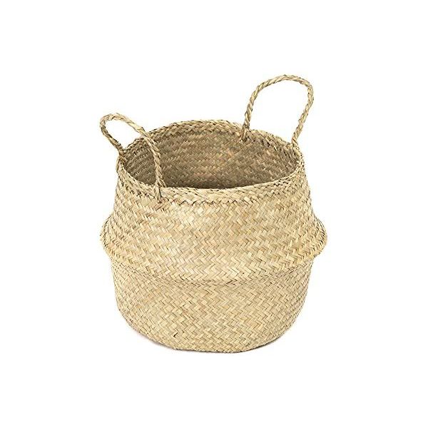 Compactor Small Woven Seagrass Belly Storage Basket 27 x 27 x 26 cm Natural/Black 