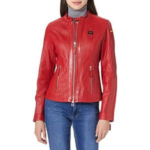 Blauer Gevoerde damesjas met leren schouders, 547 Levendig rood, XL