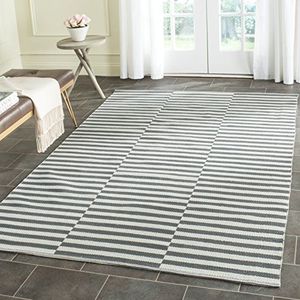 Safavieh tapijt geweven vlak, MTK715, handgeweven katoen MTK715 120 x 180 cm ivoor/grijs