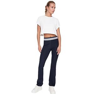TRENDYOL Woman Sport Middelgrote tailleband Wide Leg Straight Joggingbroek, marineblauw, XS