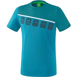 Erima Heren 5-C T-shirt, oriëntaals blauw/coloniaal blauw/wit, XL