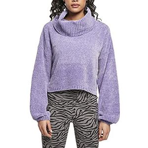 Urban Classics Dames gebreide trui korte oversized sweater, coltrui met brede ballonmouwen, geribbelde zoom, maat XS tot XL, lavendel, 3XL