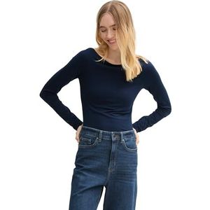 TOM TAILOR Denim T-shirt met lange mouwen voor dames, 10668 - Sky Captain Blue, XXL