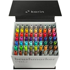 Karin Brushmarker Pro Megabox Brushpens, Op Waterbasis, Geschikt Voor Schilderen, Tekenen En Handlettering, 2,4 ml, Meerkleurig