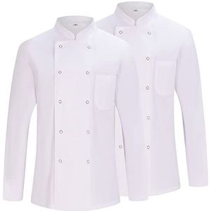MISEMIYA - 2-pack - koksjas voor heren - koksjas voor heren - Uniform Hoteleria - Ref. 682, Kokjas 682 - wit, XXL