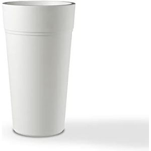 Teraplast Stem diameter 33 cm, hoogte 65 cm – hoog voor binnen en buiten van mat kunststof, kleur wit, 100% recyclebaar met waterreserve. Hoge plantenbak met ronde bodem.