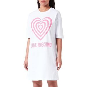 Love Moschino Dames Short Sleeved ape Comfort Fit Jurk, wit (optical white), 42