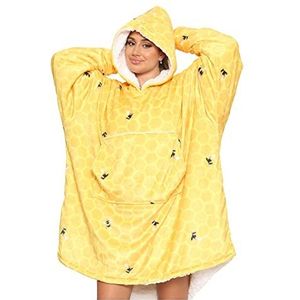 GC GAVENO CAVAILIA Volwassen hoodie deken, oversized draagbaar sweatshirt met capuchon voor dames en heren, ultra pluche deken hoodie, één maat, oker 733874, Bijen - Oker