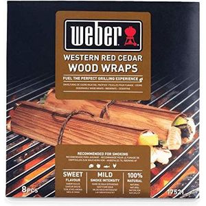 Weber Red Cedar Houten Wraps | 8 Houten Wraps Voor De BBQ | Houten Wraps Van Hardhout | Barbecue Wraps Voor Vis, Gevogelte & Vlees | 100% Natuurlijk Hout (17521)