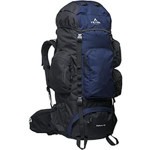 TETON Explorer rugzak met intern frame, 65 l, 75 l, voor wandelen, kamperen, backpacken, regenhoes inbegrepen, Oceaan, 75L