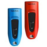 SanDisk Ultra 32 GB USB Flash Drive USB 3.0 Up to 130 MB/s Read - Twin Pack, Red/Blue