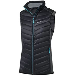 Black Crevice Hybride damesvest, sportvest in verschillende kleuren en maten, outdoor-vest voor dames, isolerend en ademend damesvest met opstaande kraag, mouwloos vest, zwart, 42