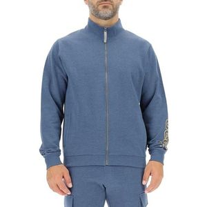 JEEP O102892-A099 J Heren Sweatshirt Full Zip Outline Print Groot op Mouwen J23W Heren Blauw Melange M