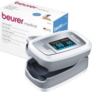 Beurer PO 30 Saturatiemeter, Pulsoxymeter, meting van zuurstofsaturatie (SpO2) en hartslag (pols), pijnloos te gebruiken, gemakkelijk af te lezen kleurendisplay, hartslagweergave