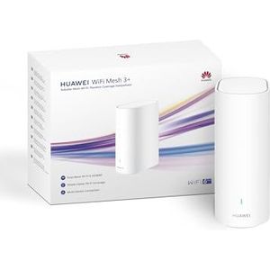 HUAWEI WiFi Mesh 3+-router, dual band Wifi 6 AX3000, wifi over het hele huis, meer dan 250 apparaatverbindingen, naadloze roaming, muurpenetratie, ouderlijk toezicht, stijlvol ontwerp, Wit