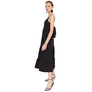 Trendyol Dames Skater Regular fit geweven jurk, zwart, 40, Zwart, 66