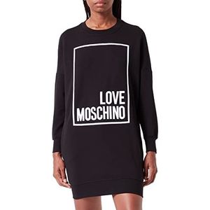 Love Moschino Dames Relaxed Fit Lange Mouwen met Logo Box Design Jurk, zwart, 44