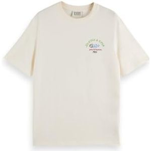 Scotch & Soda Regular-fit T-shirt voor en achter met artwork voor heren, Eierpunch 100, S