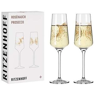 Ritzenhoff 3441002 Proseccoglas 200 ml – Serie Roséhauch Set nr. 2 – 2 stuks met diermotieven, roségoud – Made in Germany