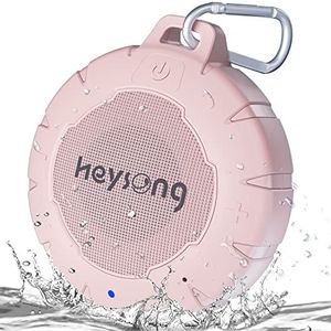 Heysong bluetooth doucheluidspreker, IP67 waterdichte draagbare luidspreker, ingebouwde microfoon, mini draadloze stereoluidspreker voor reizen, kajak, strand, babyzwembad - roze