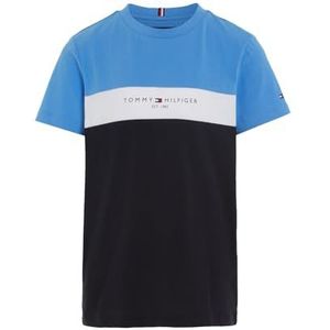 Tommy Hilfiger Essential Colorblock Tee S/S T-shirts voor jongens, Blauwe Spell/Woestijnhemel, 8 jaar