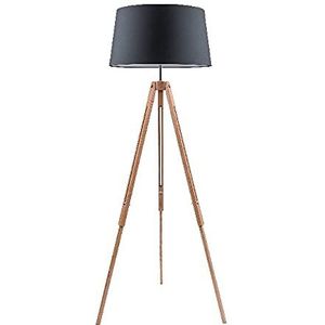 Homemania HOMBR_0134 staande lamp, staande lamp, woonkamer, vloer, hout, stof, zwart, 158 x 67 x 60,5 cm
