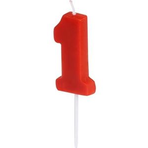 ALGON Verjaardagskaars, 1 jaar, rood, verjaardagskaars, kleurrijk en feestelijk design, perfect voor feesten