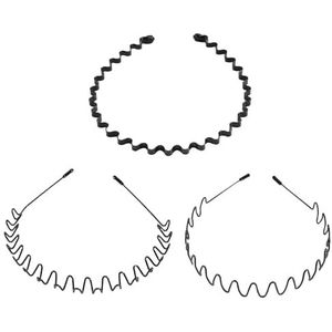 3 stuks haarbanden voor dames en heren, zigzag, golf, zwart, lente, haarband voor outdoor, sport, yoga, fitness
