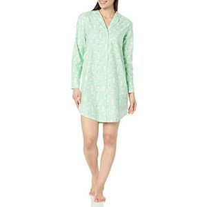 Amazon Essentials Nightgown Nightgown Nightgown Nachthemd van geweven flanel met golvende kraag, mintgroen, bosdieren, XXL