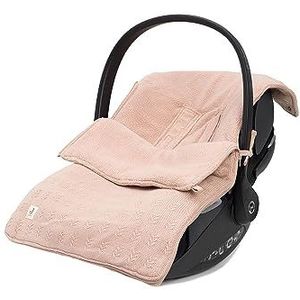 Jollein Voetenzak Grain Knit Wild Rose - Voor Baby Autostoeltje Groep 0+ en Kinderwagen - Voor 3-Punts en 5-Punts Gordel - Gebreid patroon en fleece voering - Oud roze