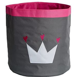 STORE.IT Grote opbergmand met opgenaaid, polyester, kroon - grijs/wit/roze, 44 x 44 x 44 cm