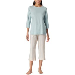 Schiesser Dames pyjama set 3/4 lang kort katoen modal-nightwear pyjamaset, Bluebird_181236, 38, Bluebird_181236, 38