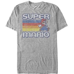 Nintendo Heren Super Mario Running Retro Stripe T-shirt, Atletische Heather, XL