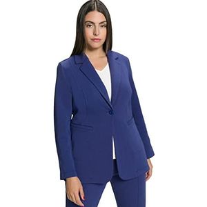 Ulla Popken Dames grote maten plus size blazer, punto-di-Roma-jersey, reverskraag 809679, blauw, 52/Grote Maten