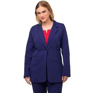 Ulla Popken Dames grote maten plus size blazer, punto-di-Roma-jersey, reverskraag 809679, blauw, 52/Grote Maten