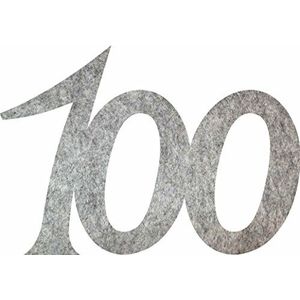 Petra's knutsel-News 25 x jubileum 100""van vilt grijs gemêleerd strooidecoratie, Fliz, grijs, 18 x 12 x 3 cm