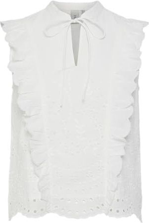 Yas - Luma - Mouwloze Blouse - Peplum Top - Ronde Hals - Biologisch Katoen