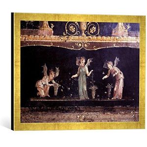 Fotolijst van 1e eeuw ""Pompeji, Casa Vettii, Psychen verzamelen."", kunstdruk in hoogwaardige handgemaakte fotolijst, 60x40 cm, Gold Raya