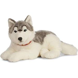 Living Nature Soft Toy - groot knuffeldier Husky, grijs en wit (60cm)