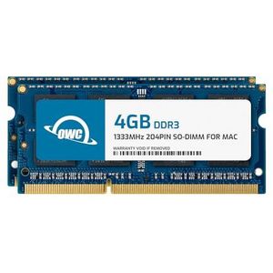 OWC 8,0 GB (2x 4 GB) P1333MHz 204-Pin DDR3 SO-DIMM PC3-10600 CL9 Geheugen-upgrade-kit (OWC1333DDR3S08S)